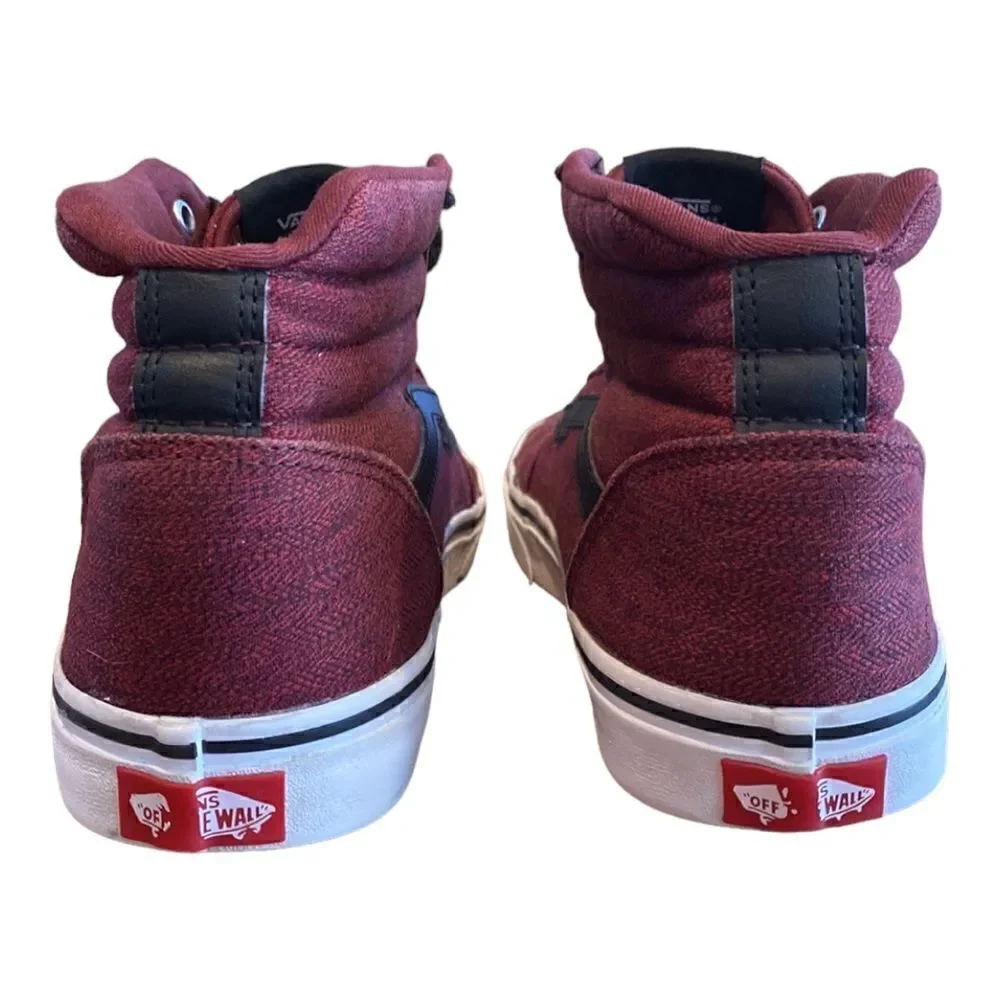 Vans SK8- High Top Retro Skate Shoes  Black Red Size 9